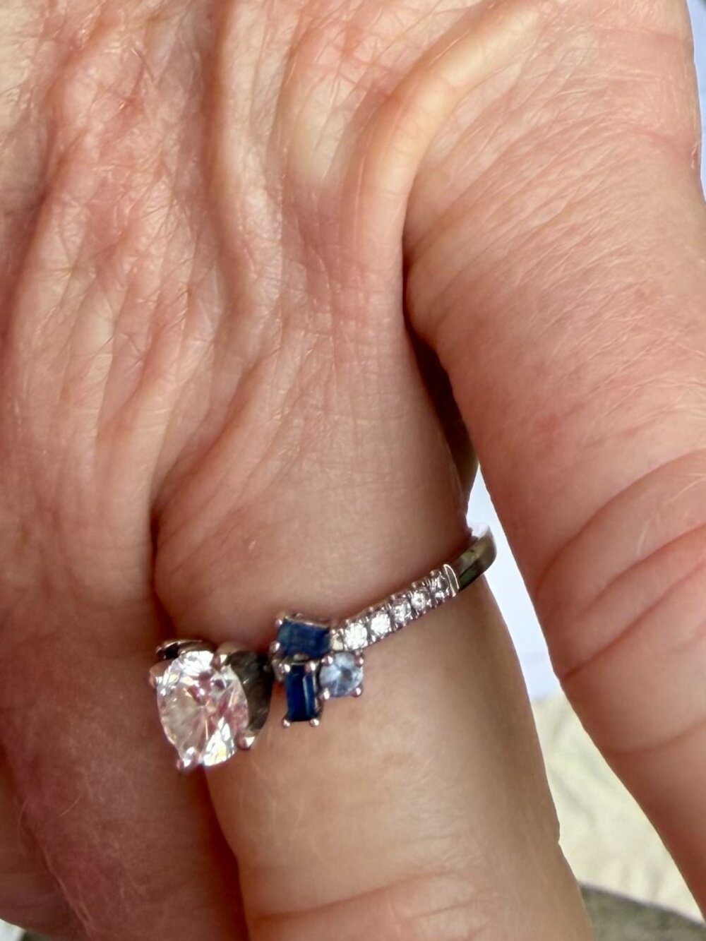 Sapphire Diamond Engagement Ring 5 3/4 NIB Shane & Co. 14K white gold - Picture 5 of 12